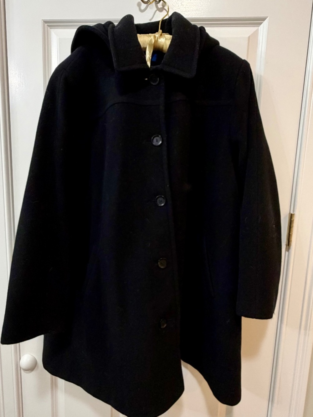 Mackintosh New England women's 1X black winter button wool hooded swing coat